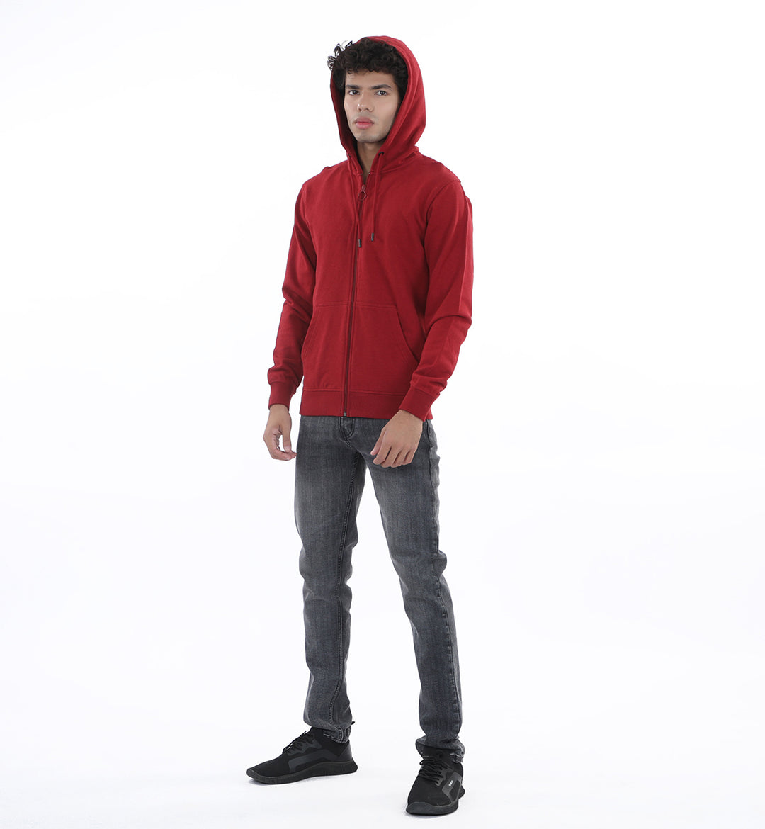 Basic Zipper Hoodie Maroon