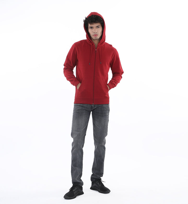 Basic Zipper Hoodie Maroon