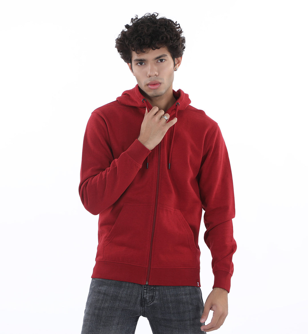 Basic Zipper Hoodie Maroon