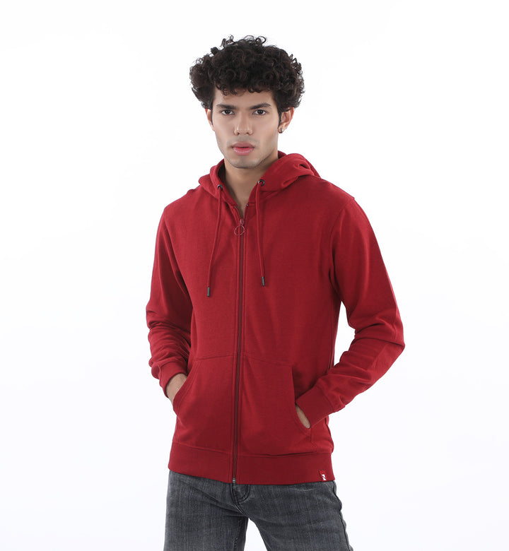 Basic Zipper Hoodie Maroon