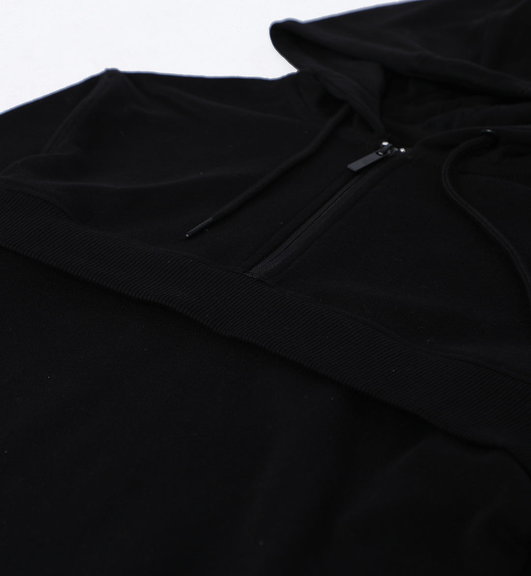 Ribbed Hoodie Black