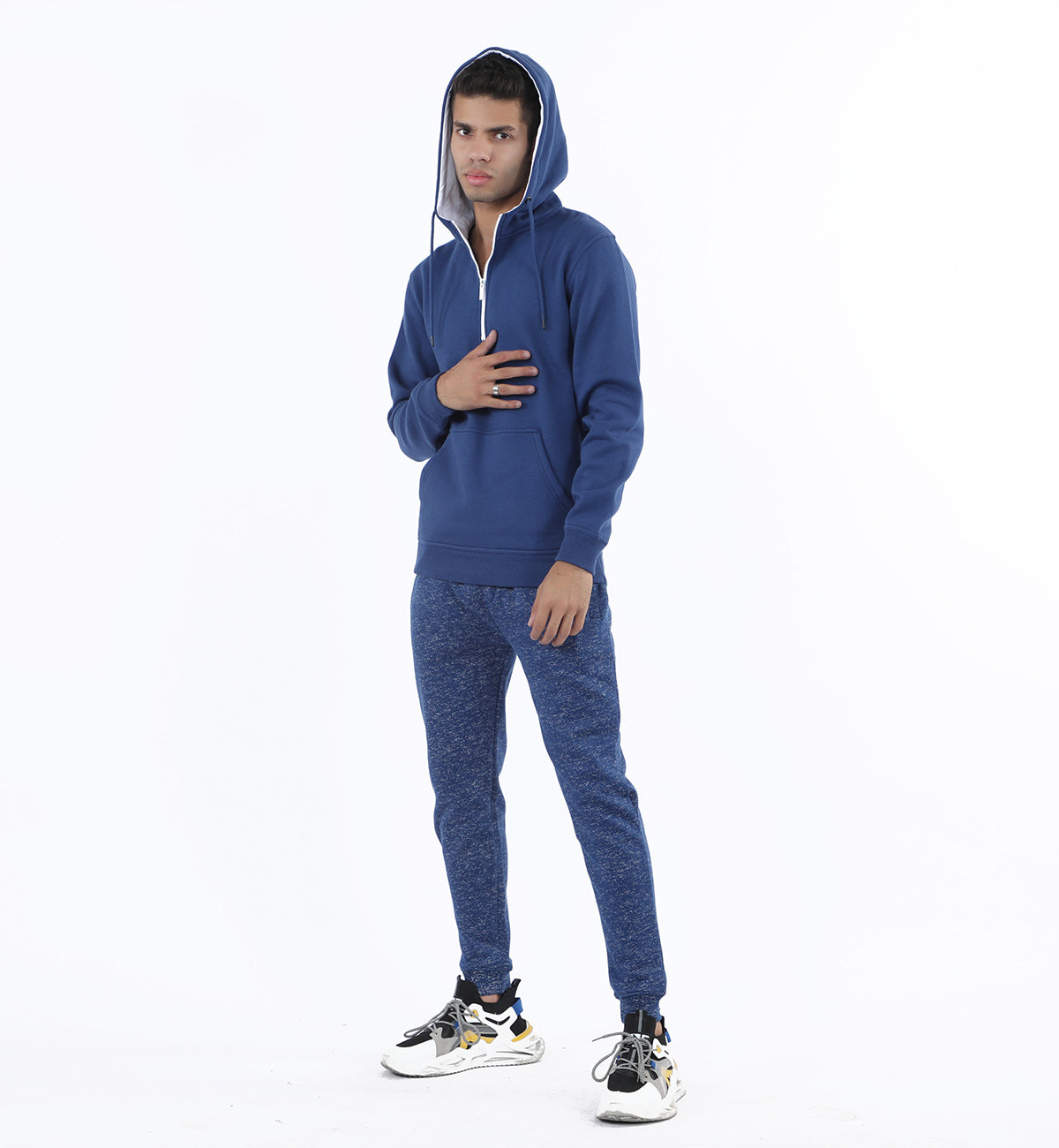 Half Zipper Hoodie Navy