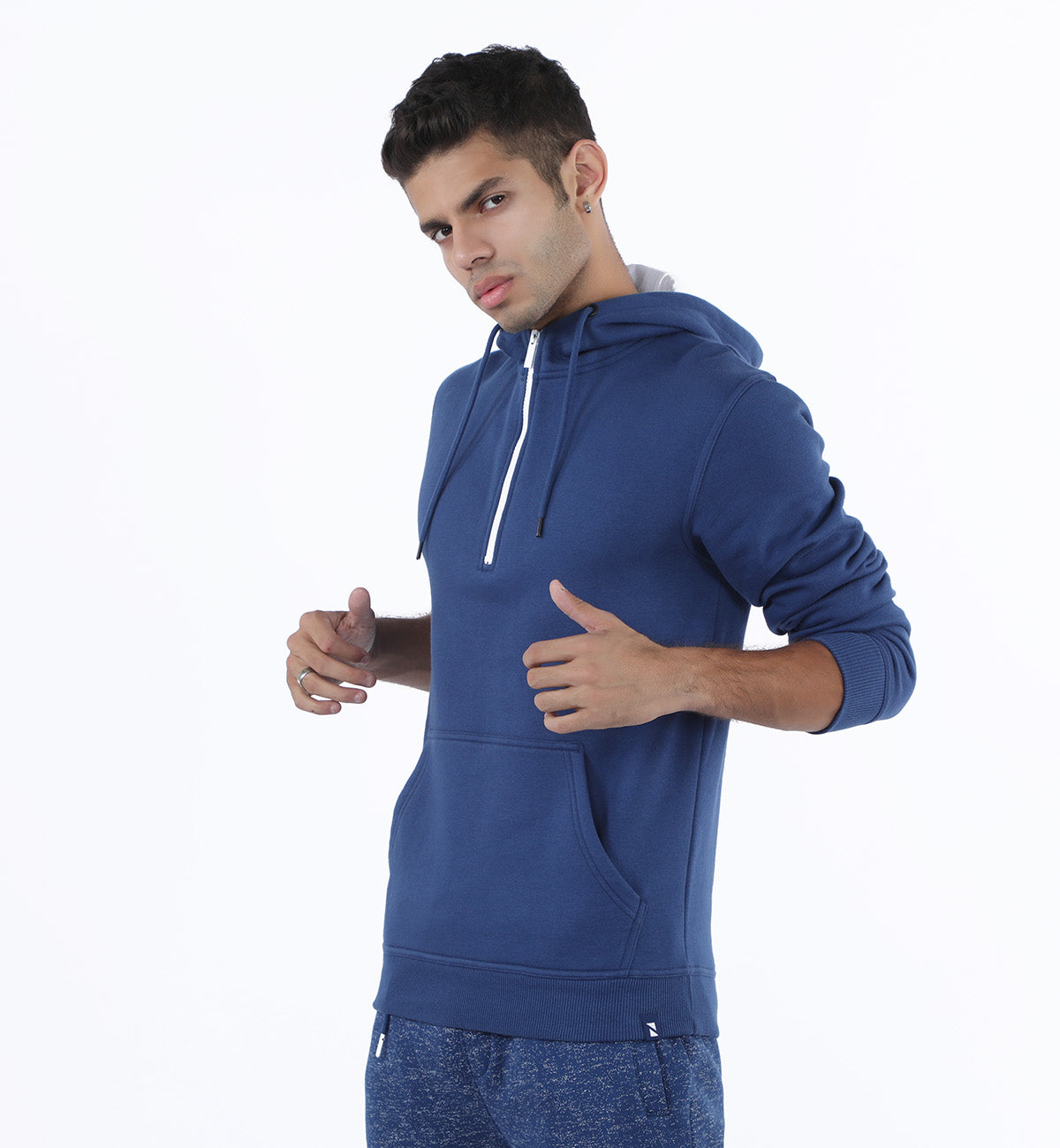 Half Zipper Hoodie Navy