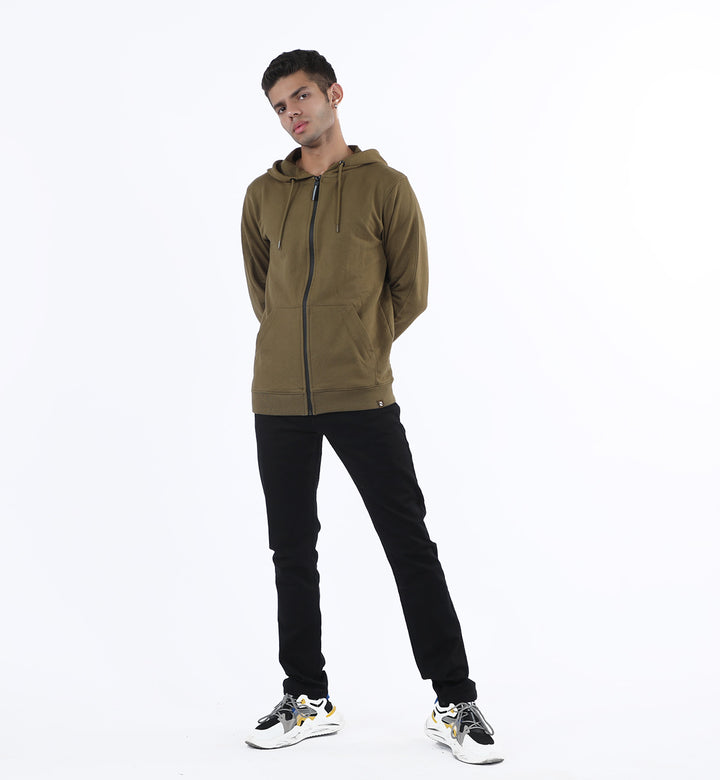 Contrasting Hoodie Olive