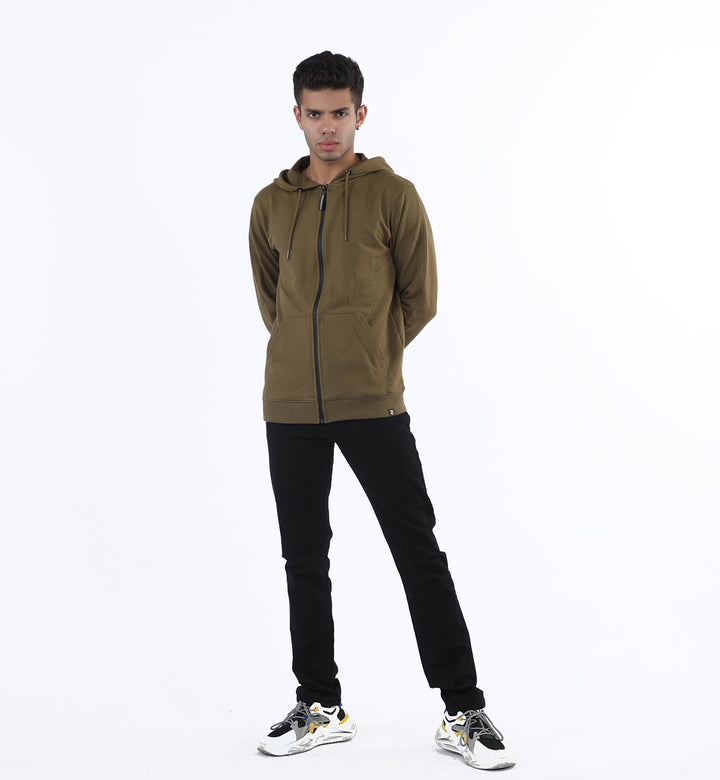 Contrasting Hoodie Olive