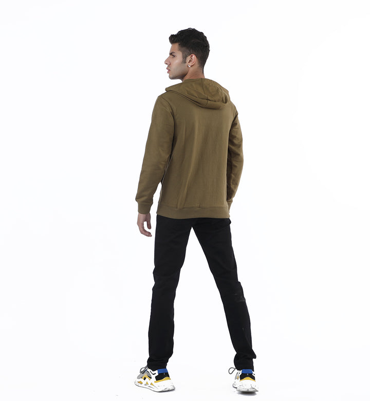 Contrasting Hoodie Olive