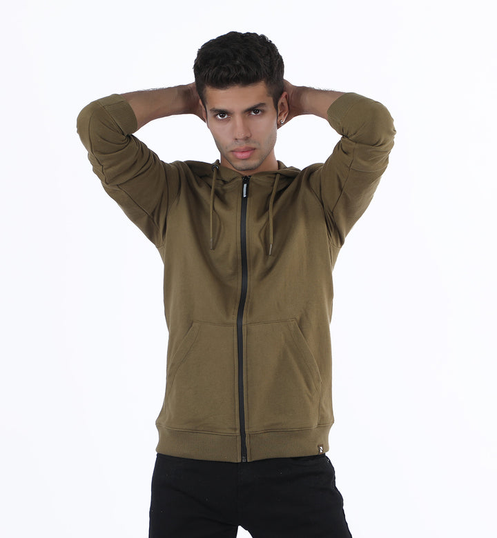 Contrasting Hoodie Olive