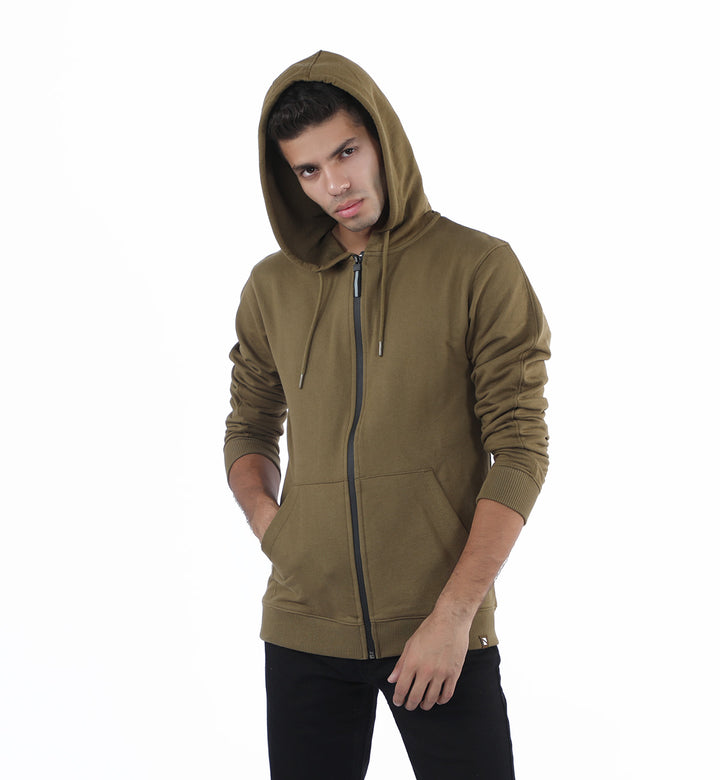 Contrasting Hoodie Olive