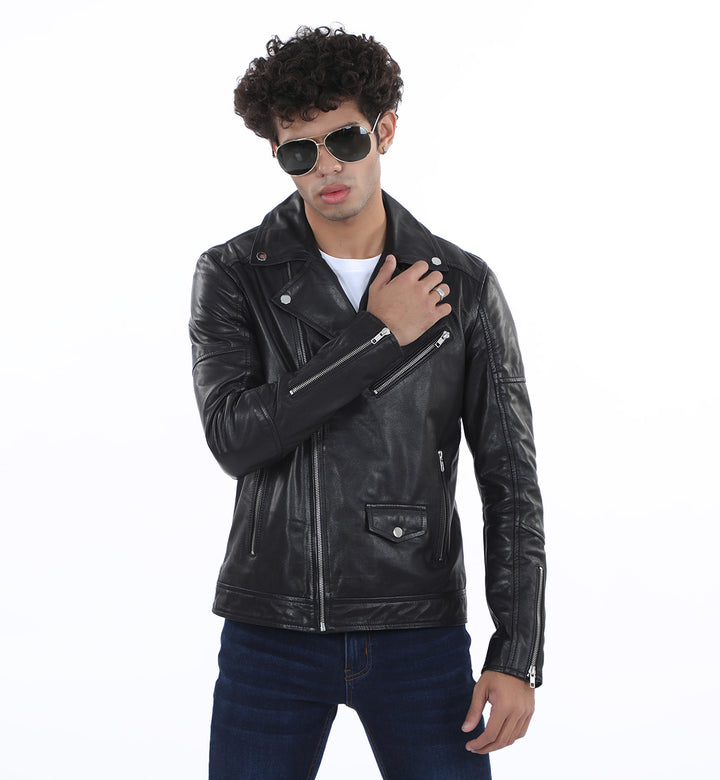 Biker Jacket Black (Genuine Leather)