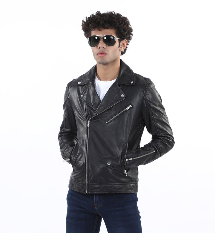 Biker Jacket Black (Genuine Leather)