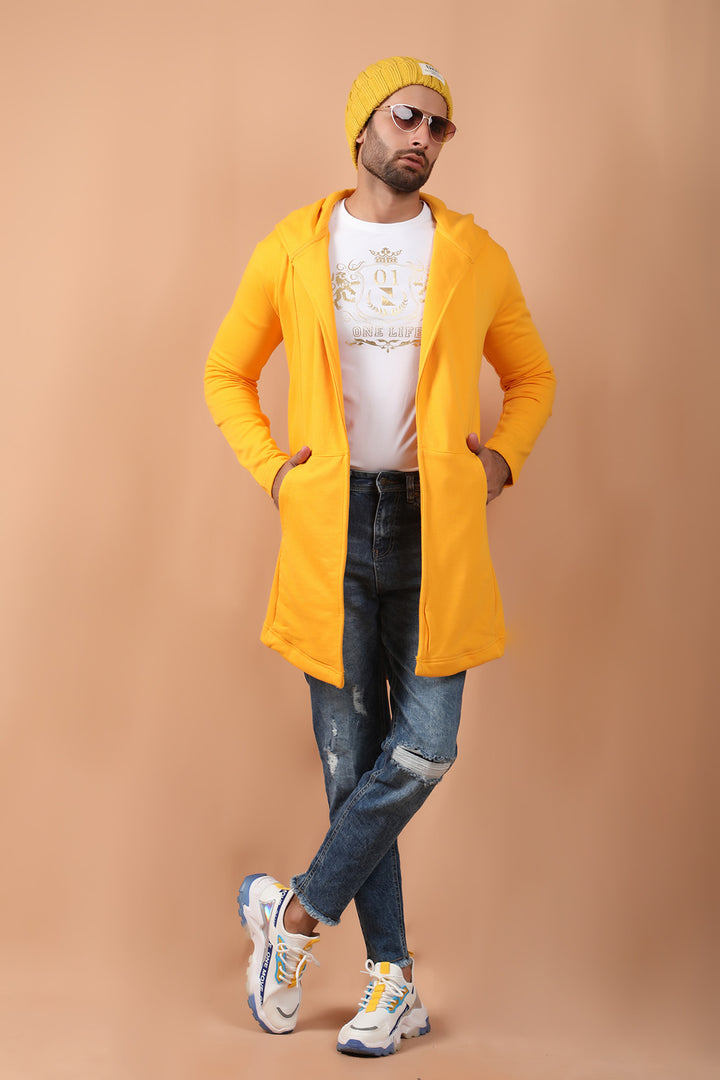 Hooded Cardigan Mustard (7233511489687)