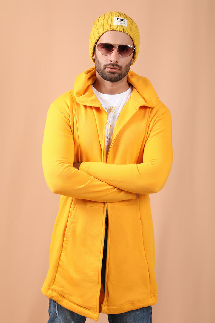 Hooded Cardigan Mustard (7233511489687)