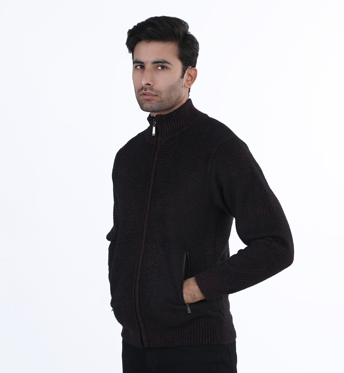 Zipper Sweater Maroon