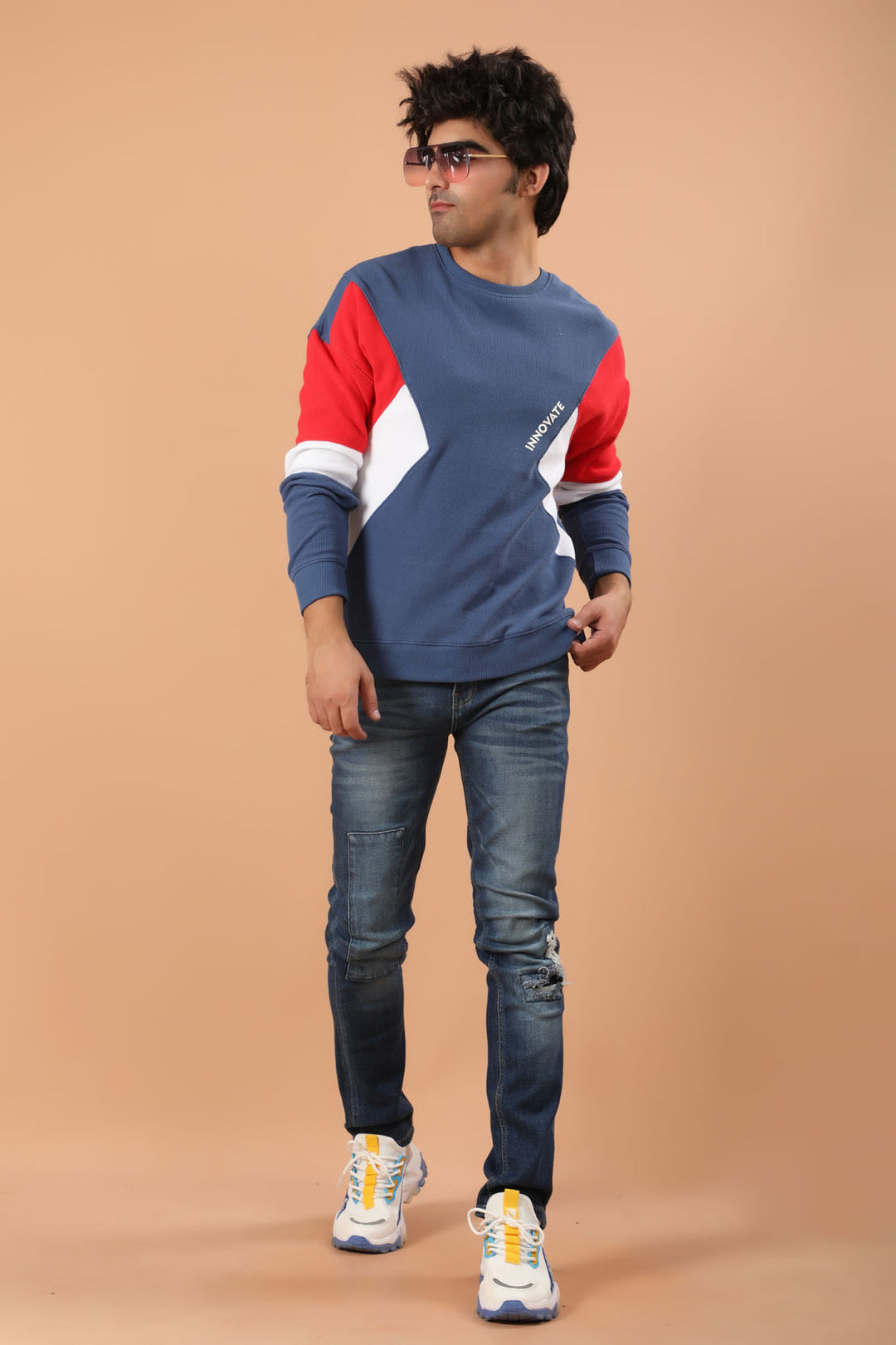 Paneled Sweatshirt Navy (7251874087063)