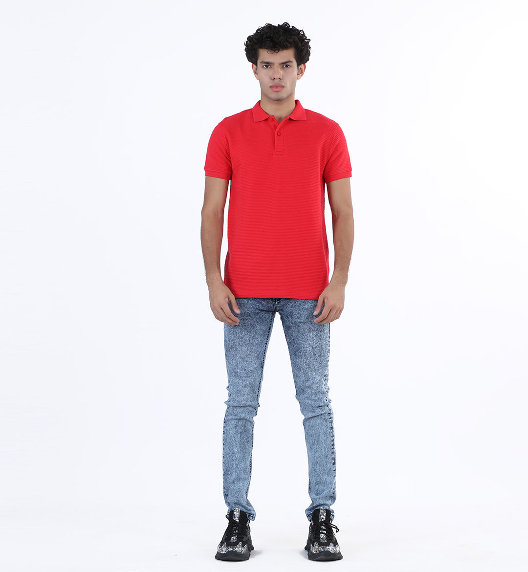 Textured Polo Red