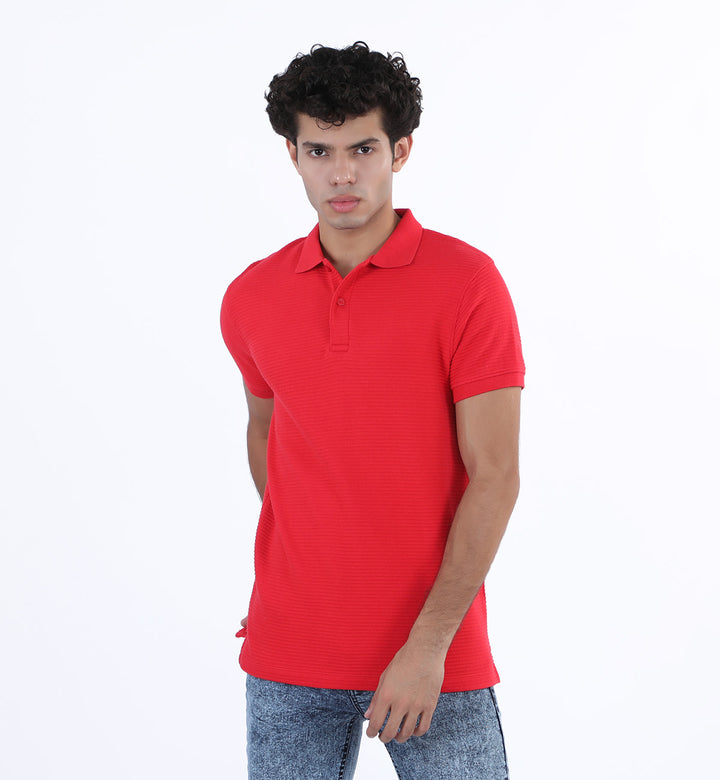 Textured Polo Red