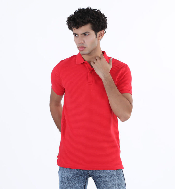 Textured Polo Red