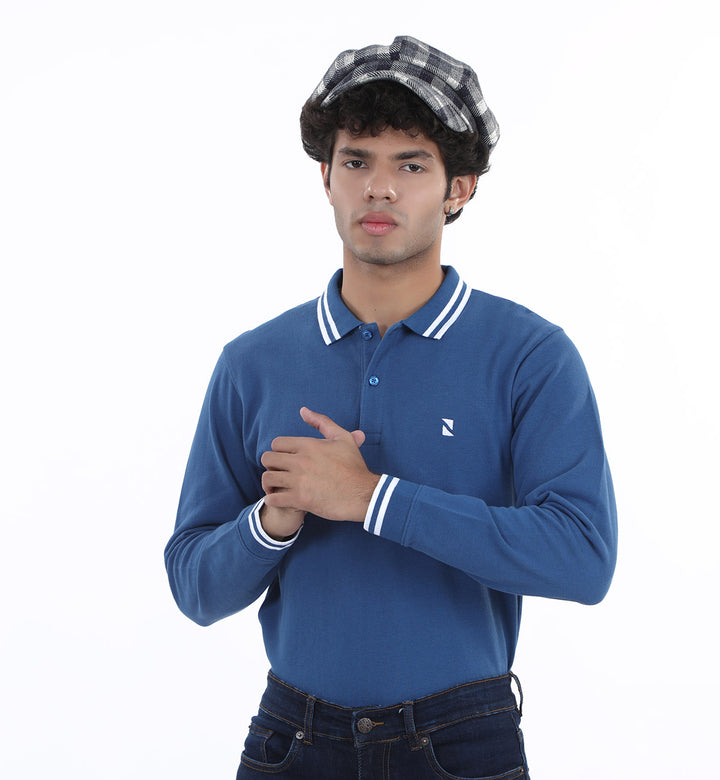 Tipped Polo Blue