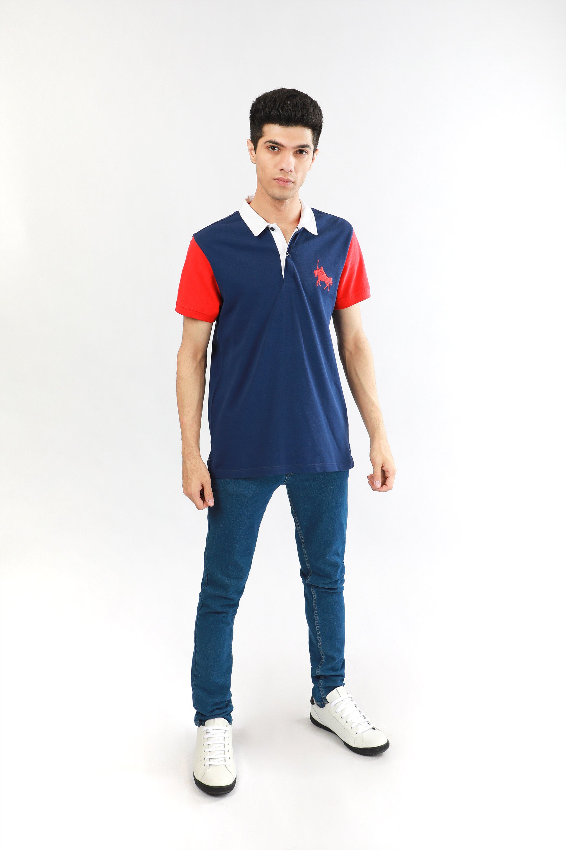 Contrasting Polo Navy