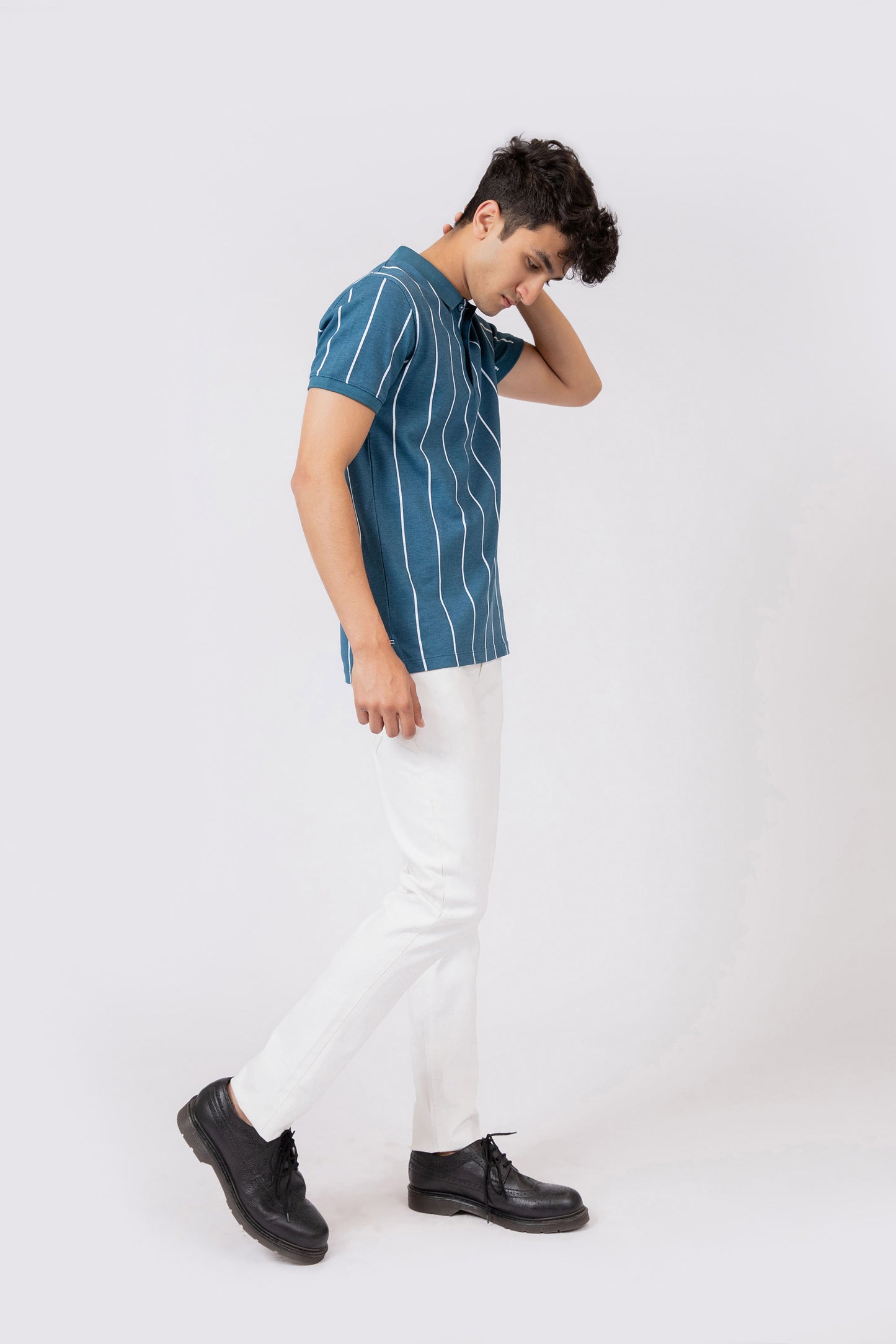 Striped Polo Teal