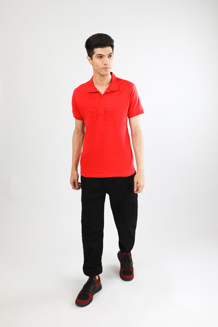 Embossed Polo Red