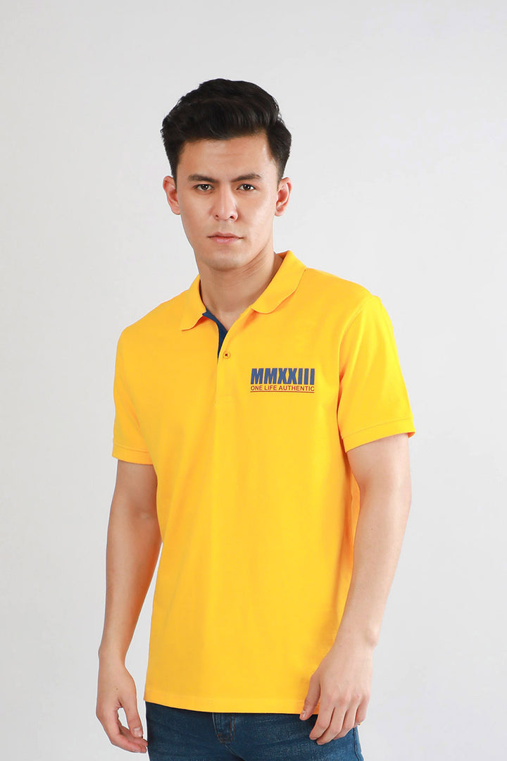 Graphic Polo Mustard