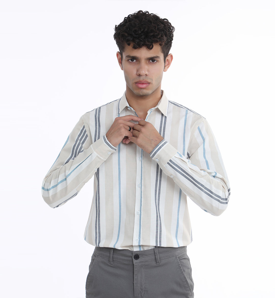 Stripped Shirt Beige (7584610484375)