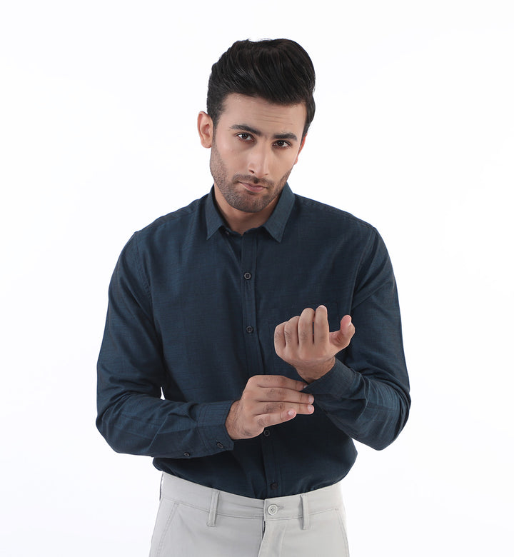 Textured Shirt Dark Blue