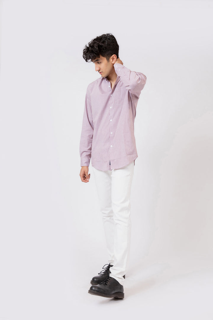 Stripe Shirt White/Maroon