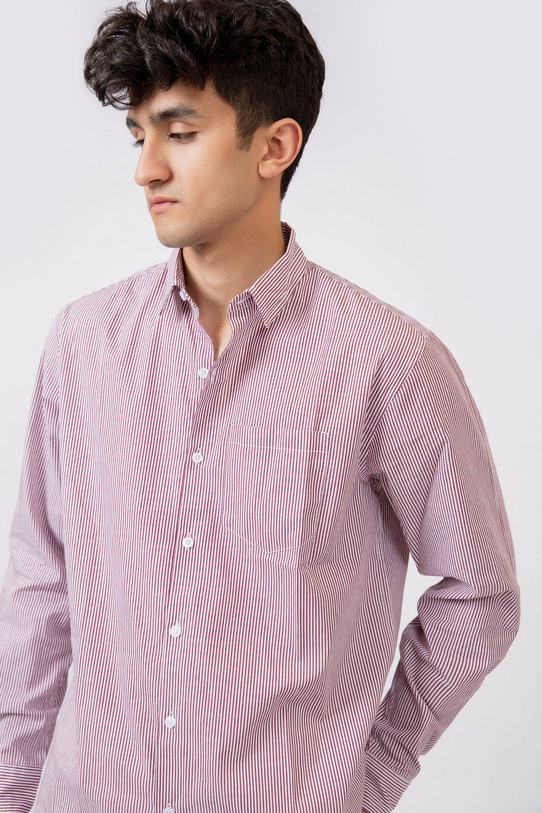 Stripe Shirt White/Maroon