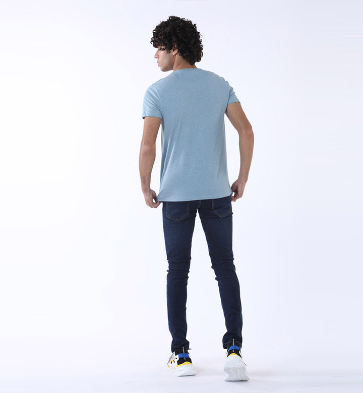 Textured V-Neck Blue (7432448180375)
