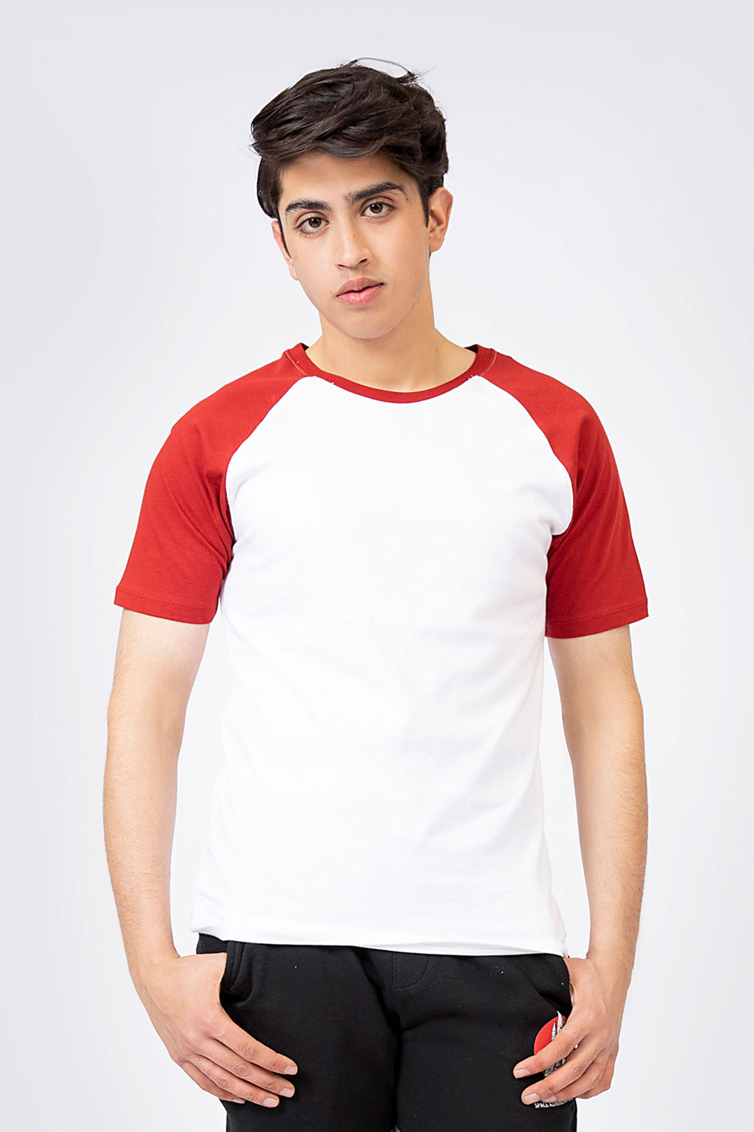 Raglan Tee White/Maroon