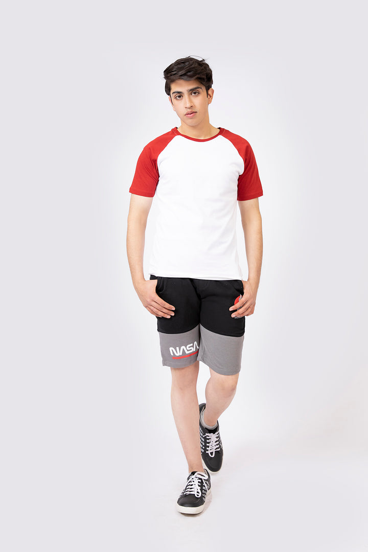 Raglan Tee White/Maroon