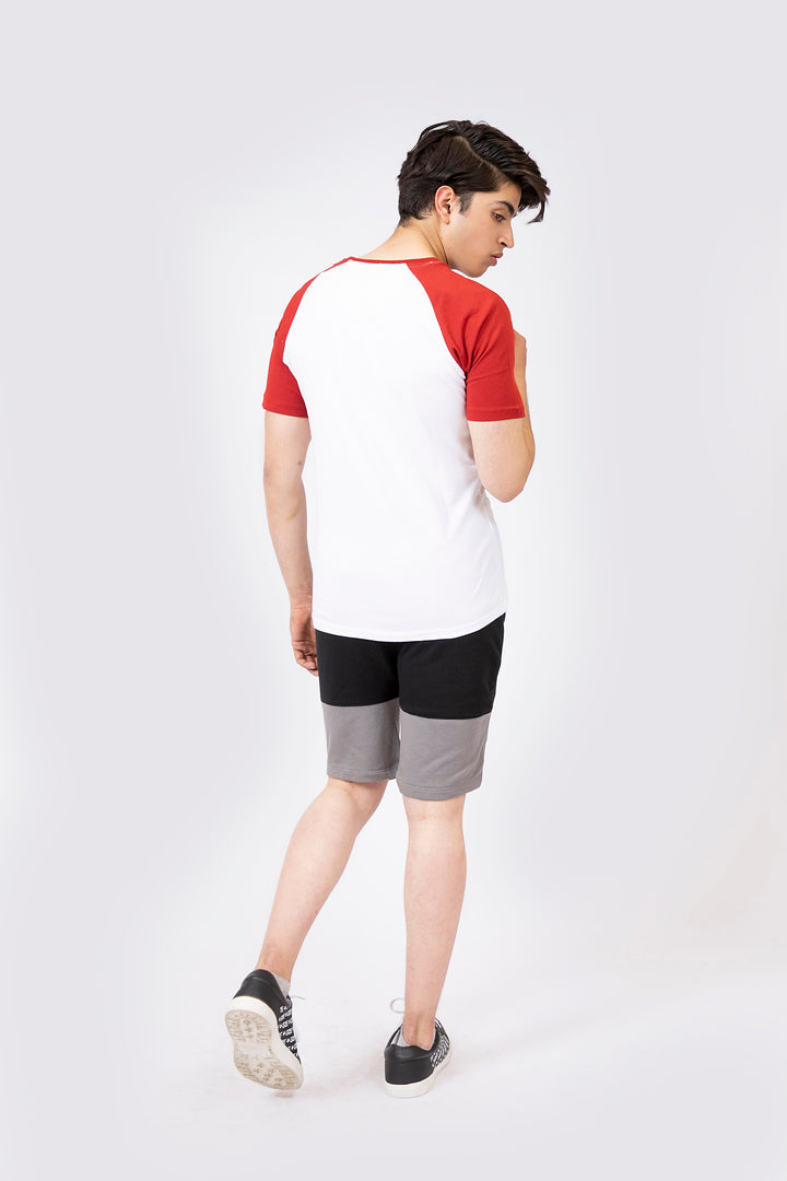 Raglan Tee White/Maroon