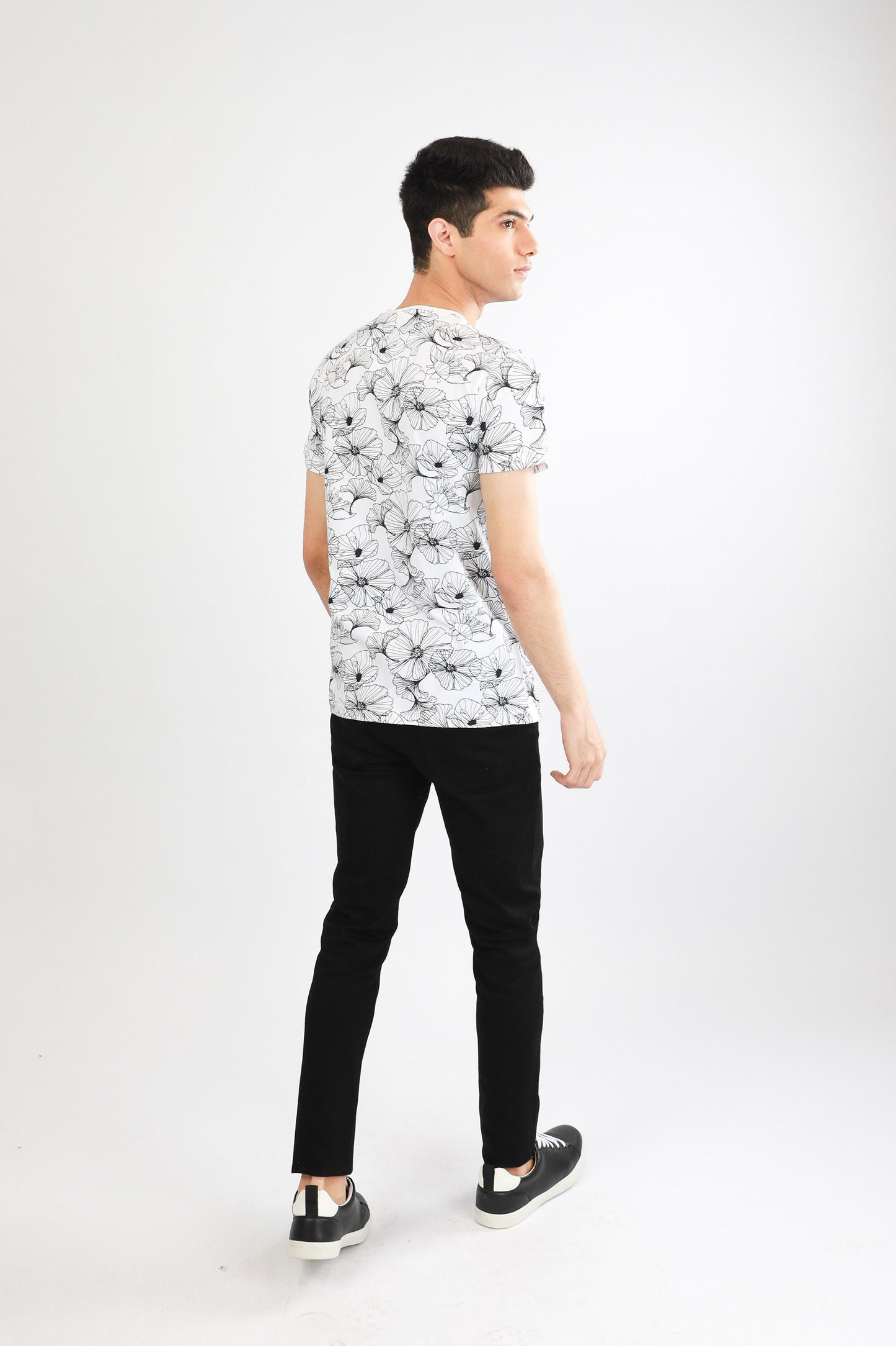Floral Tee White/Black