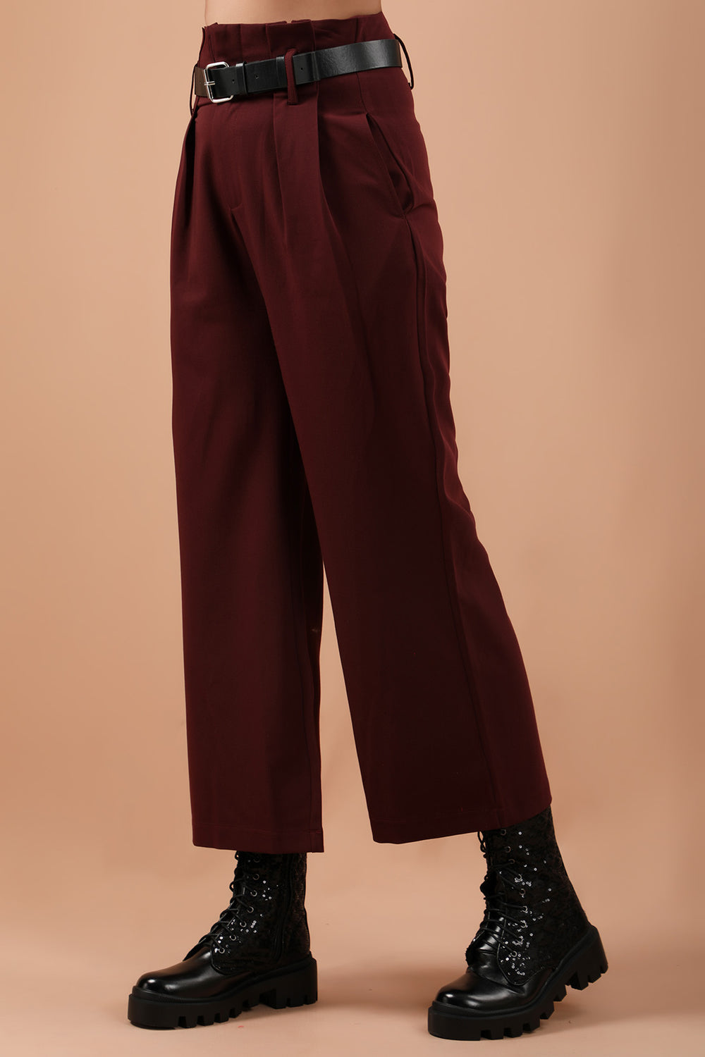 Flared Pants Burgundy (7284269416599)