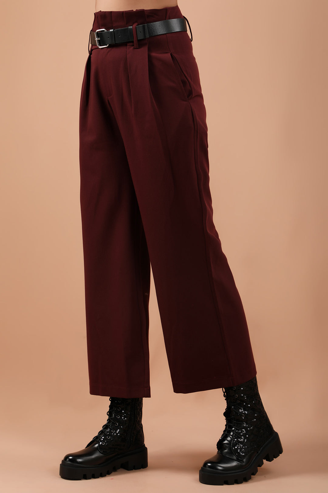 Flared Pants Burgundy (7284269416599)