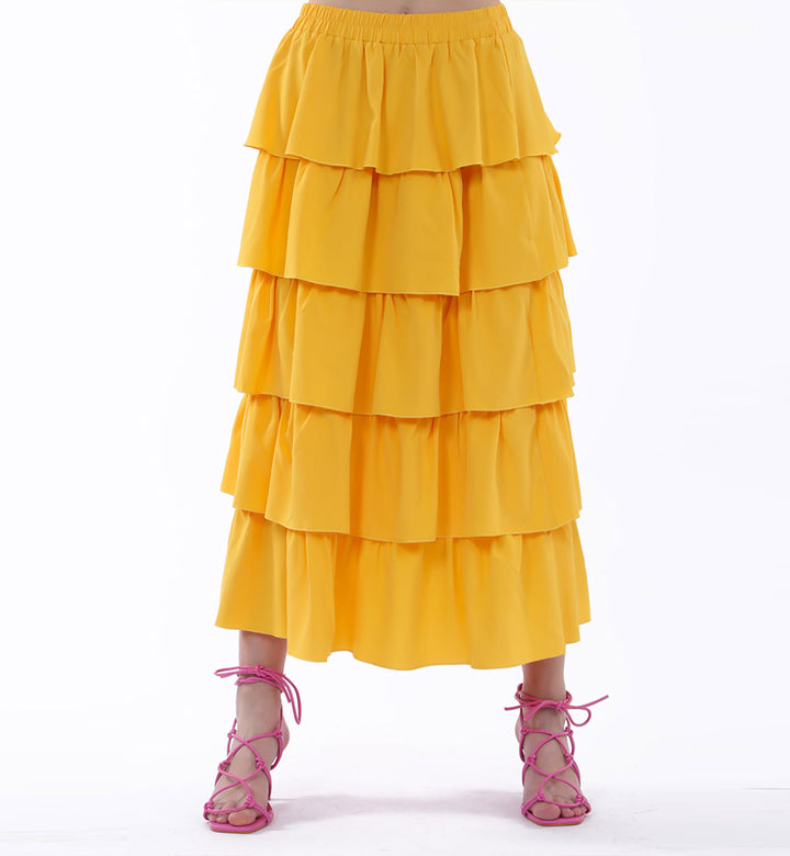 Tiered Skirt Mustard (7462803505303)