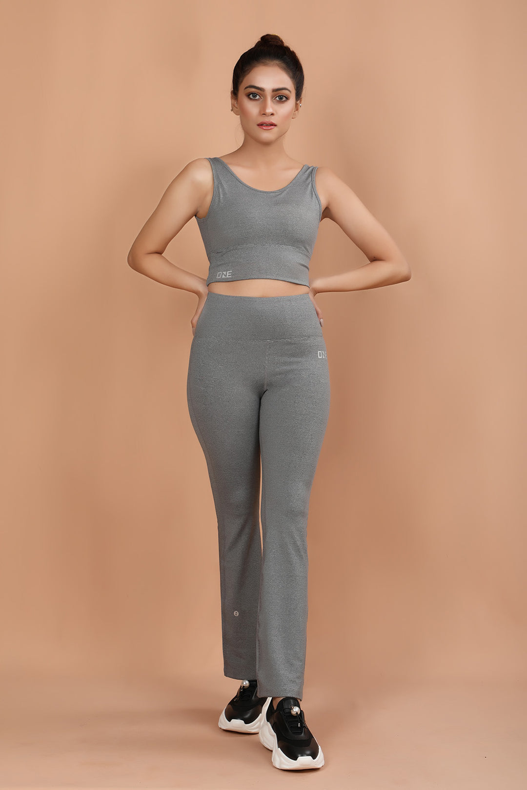 Gym Bralet Flared Pants Grey (7335235846295)