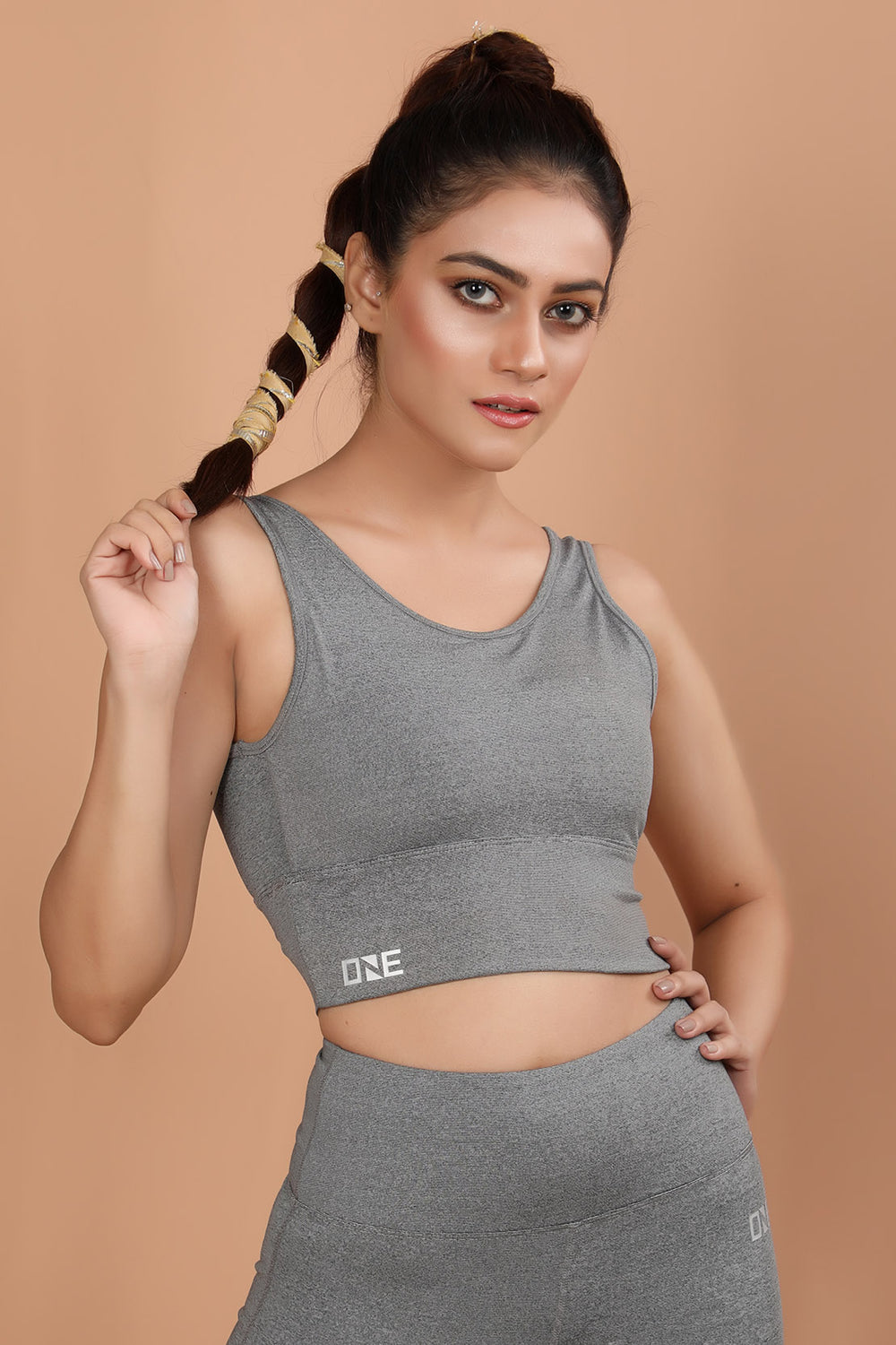 Gym Bralet Flared Pants Grey (7335235846295)