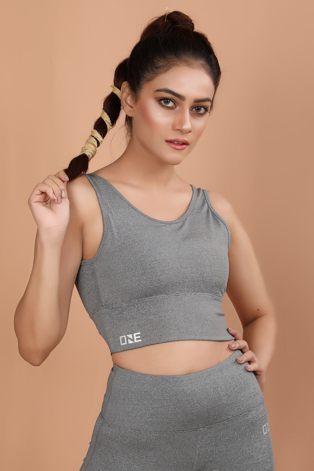 Gym Bralet Flared Pants Grey (7335235846295)