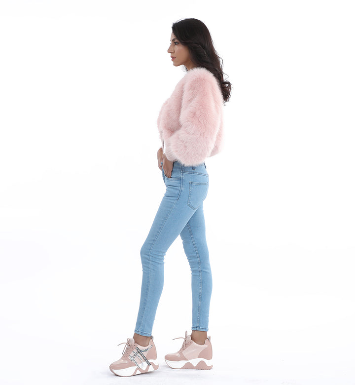 Faux Fur Cardigan Pink