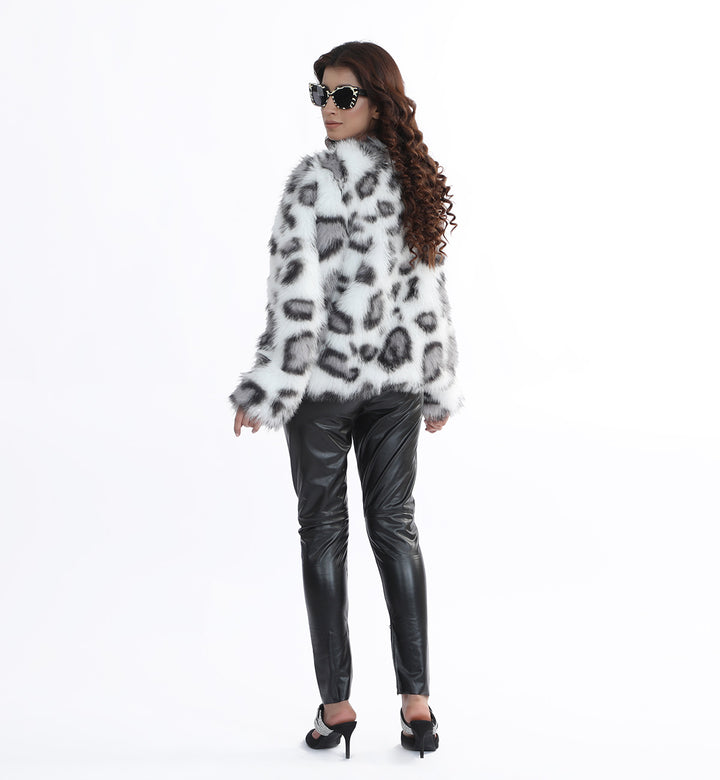 Faux Fur Coat White/Black