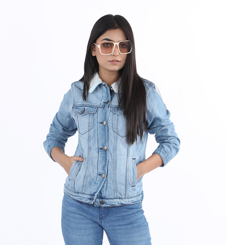 Sherpa Denim Jacket Blue