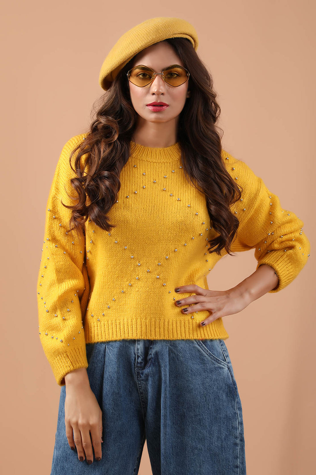 Embellished Sweater Mustard (7344857153687)