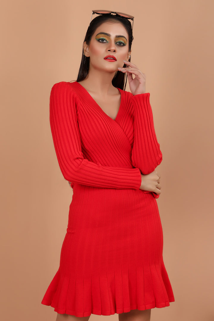 Sweater Dress Red (7334971277463)