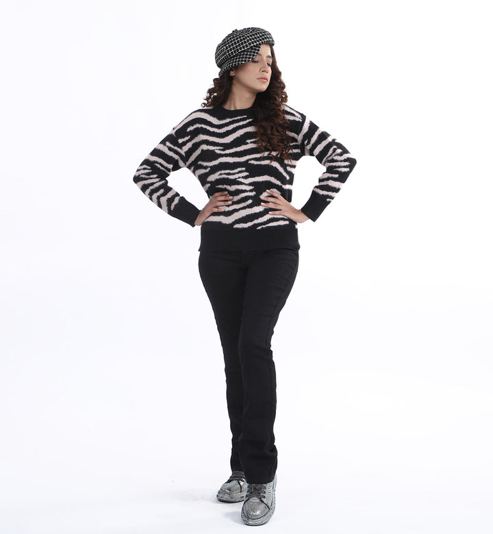 Zebra Sweater Black/Pink