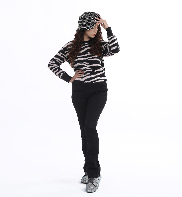 Zebra Sweater Black/Pink