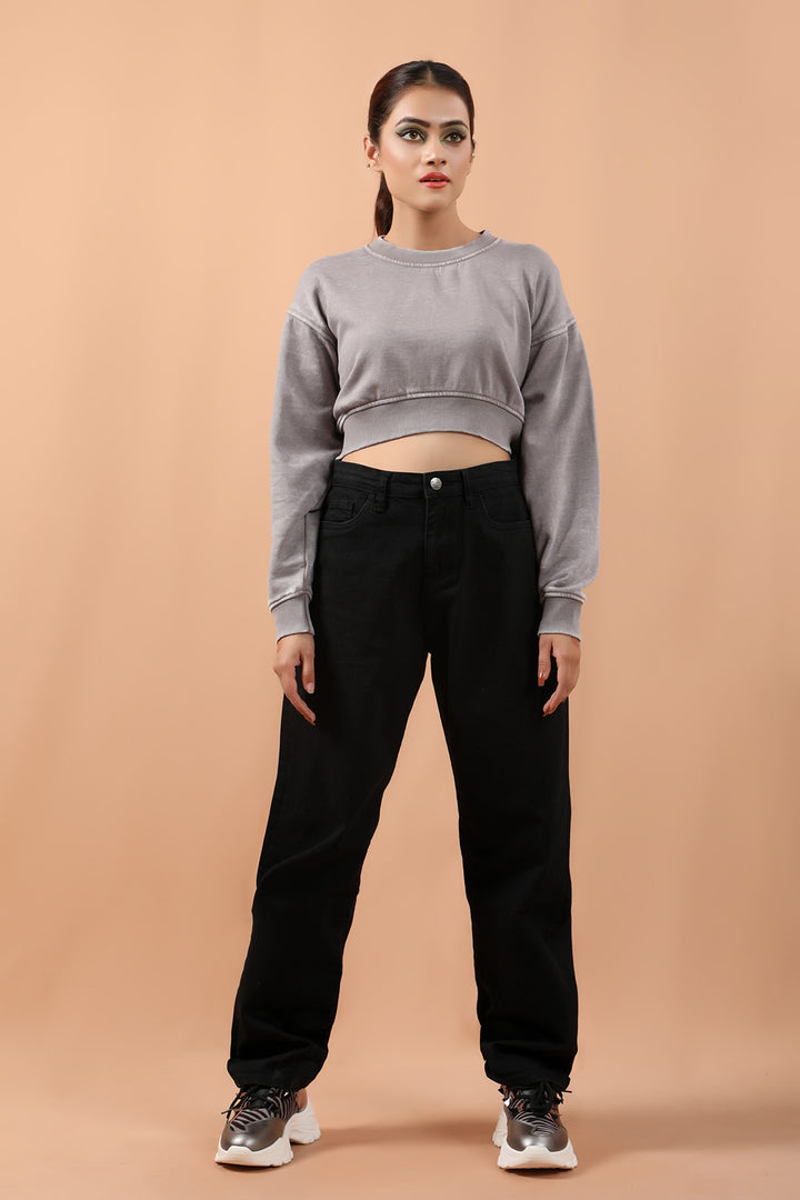 Cropped Sweat Shirt Grey (7194400293015)