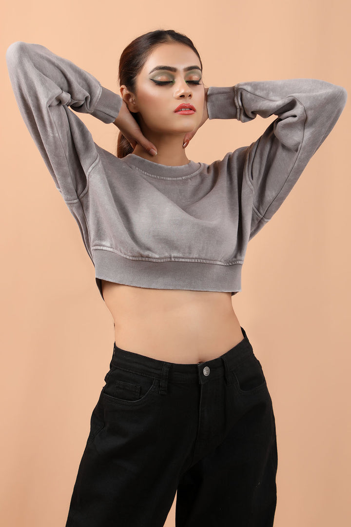 Cropped Sweat Shirt Grey (7194400293015)